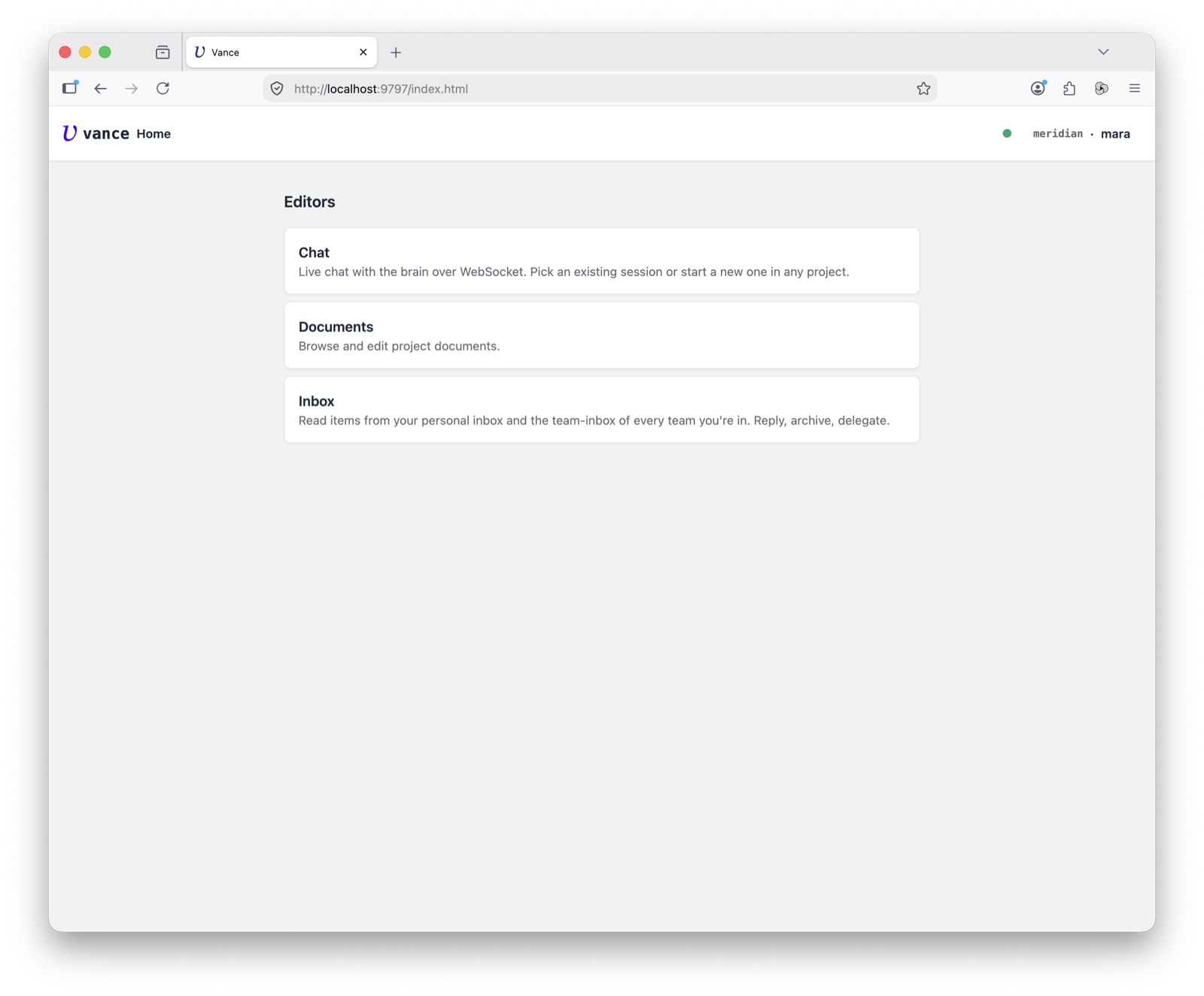 Vancetope editor hub