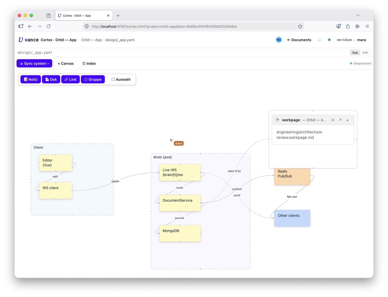 Canvas — a live cursor from another viewer on the plane