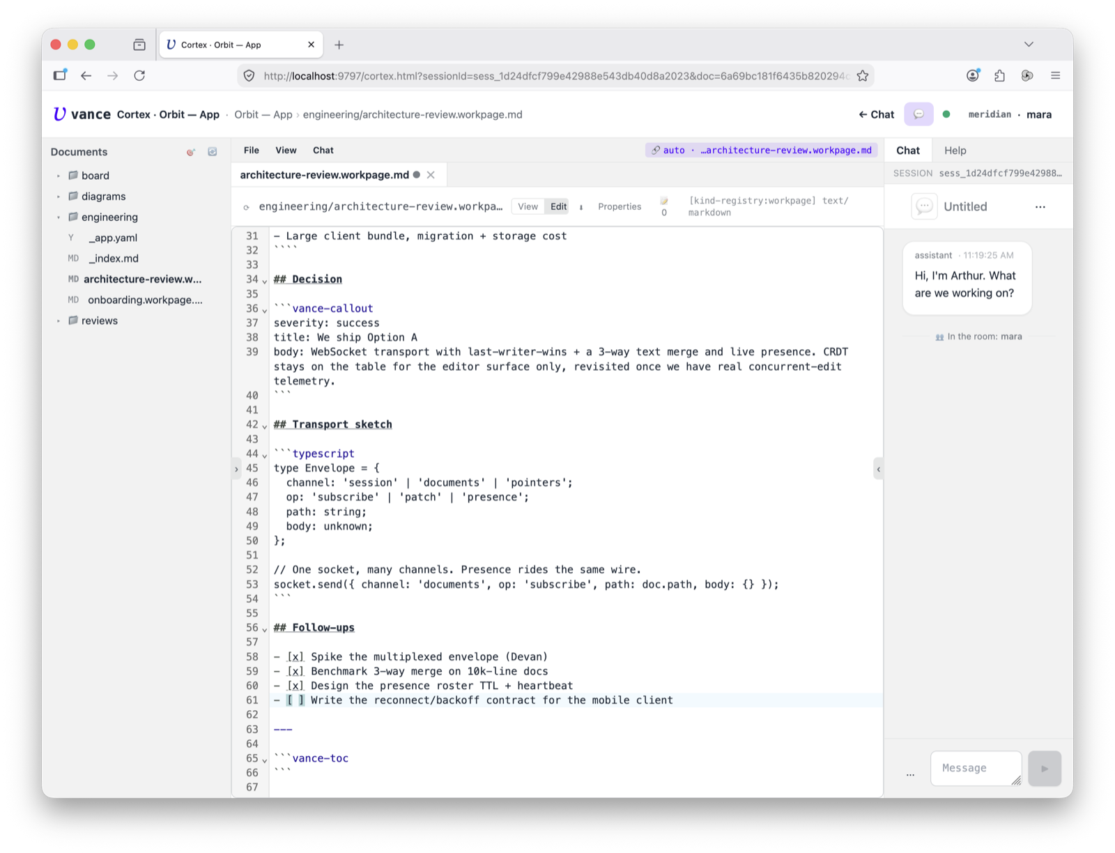 Cortex — editing the source, unsaved-changes dot on the tab