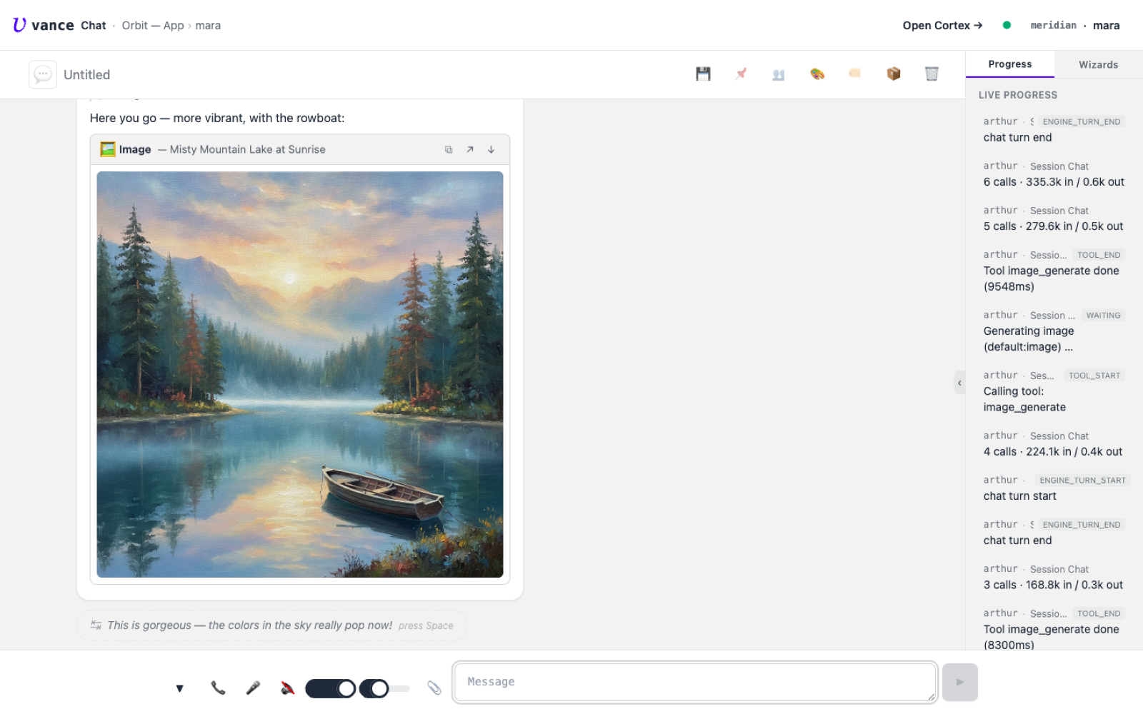 A refined version of the image, more vibrant with a rowboat added