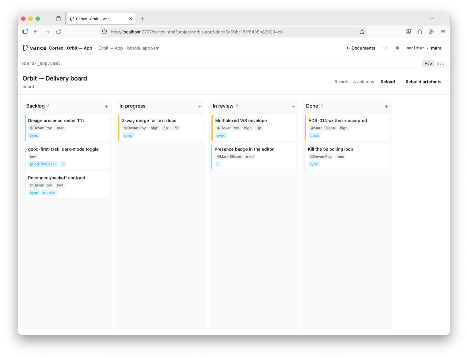 Kanban — the Orbit delivery board