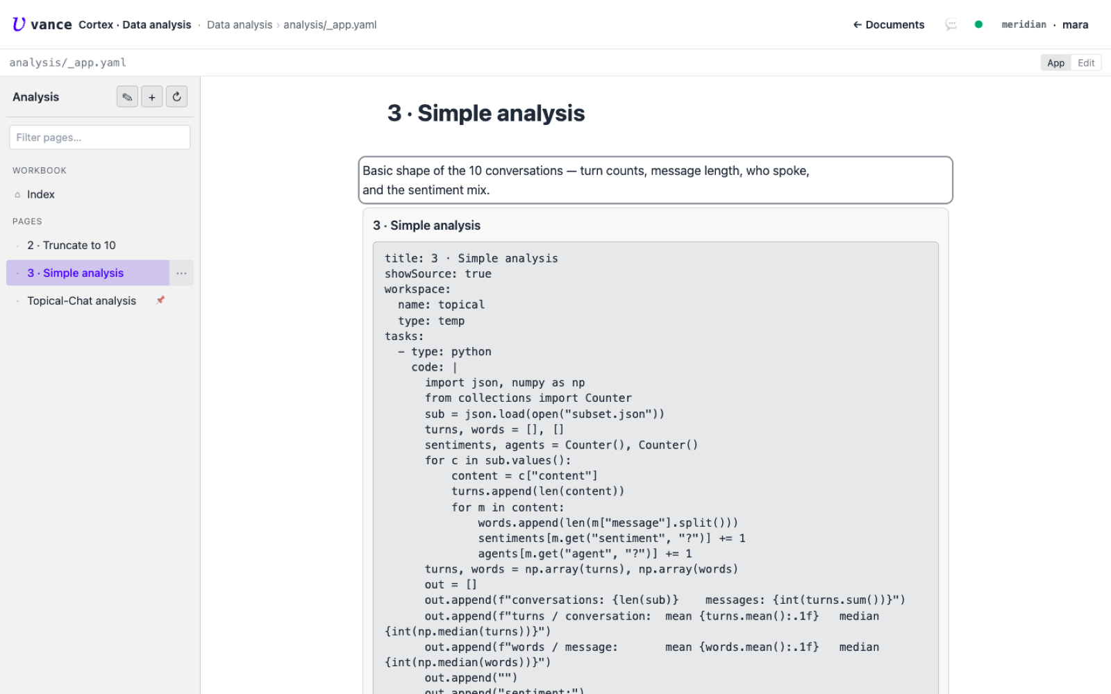 The analysis compose block using numpy and Counter