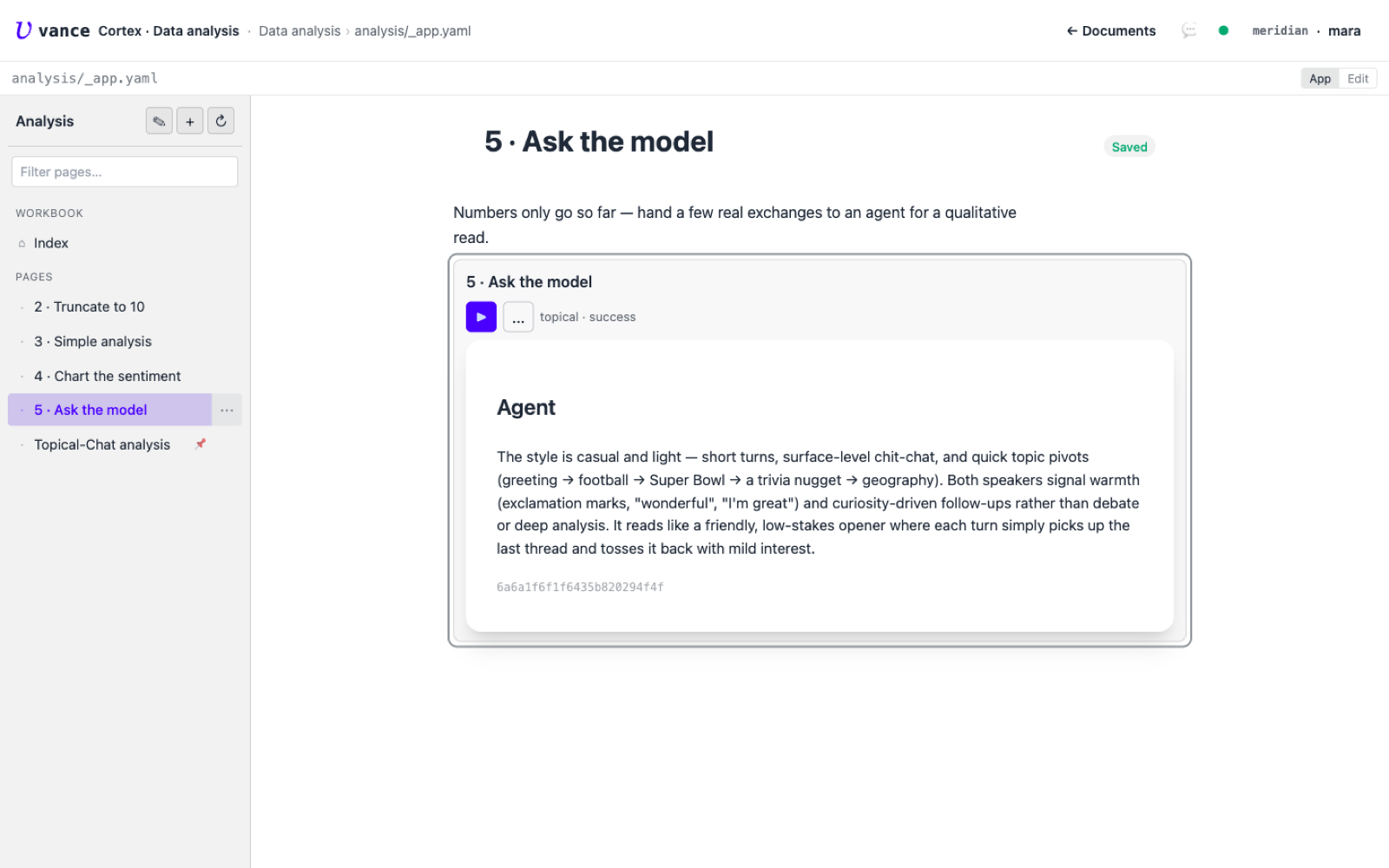 The agent's answer rendered in the block