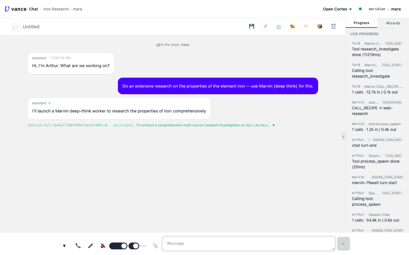 The research request and Marvin being launched
