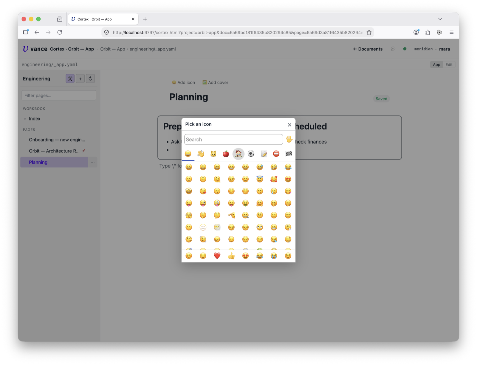 Workbook — the emoji icon picker